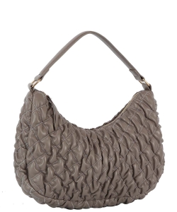 Quilted Ruffle Shoulder Bag HGE-0147  GRAY